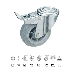 Ruota Industriale in Gomma Grigia con Freno 100 mm. - Product Image 1