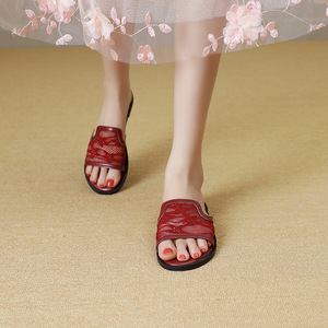 Verano nuevo estilo malla punta redonda de una pieza ropa exterior plana chanclas para mujer para dama - Product Image 4