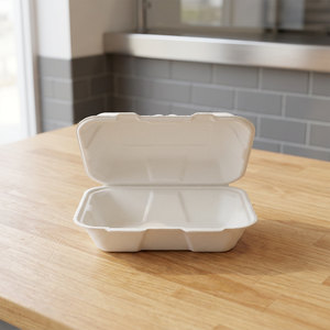 Taiwan 9*6 inch Biodegradable Clamshell Container PFAS Free 30g, L*W*D:320*230*50mm Factory made 100% biodegradable - Product Image 2