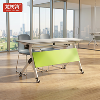 Table de formation moderne blanche à plateau rabattable avec roulettes, bureau de réunion pliable peu encombrant pour petit bureau ou salle polyvalente