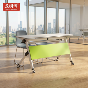 Mesa <span class=keywords><strong>de</strong></span> Entrenamiento Moderna Blanca con Tapa Abatible y Ruedas, Escritorio Plegable Ahorrador <span class=keywords><strong>de</strong></span> Espacio para <span class=keywords><strong>Reuniones</strong></span>, para Oficinas Pequeñas y Salas Multiusos - Product Image 1