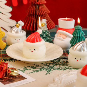 Bougie de Noël blanche en cire de soja parfumée faite à la main, décoration de chambre, aromathérapie, huiles essentielles, préparations de Noël - Product Image 4