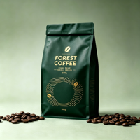 Sacs personnalisés pour café, thé et aliments pour animaux de compagnie, imprimés, biodégradables et recyclables, avec valve et fermeture éclair, type pochette souple.