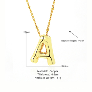 Collar con Colgante de Letras A-Z, Chapado en Oro, Estilo Simple y Lujoso, Bonito Collar de Cobre para Mujer, Joyería al por Mayor - Product Image 4