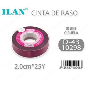 Nastro in raso Iln 2,0 cm x 25 iarde viola scuro per artigianato e decorazioni - Product Image 3