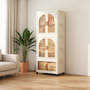Armario de Plástico Plegable de 2 Puertas con 3 Cajones para Almacenamiento en el Hogar, Dormitorio, Organizador de Ropa, Armario de Almacenamiento Doméstico - Product Image 3