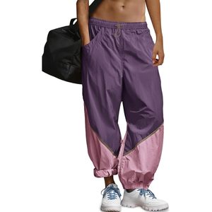 Pantalon large décontracté Fisoew pour femme, taille élastique, blocs de couleur, coupe ample, avec poches, style printemps - Product Image 1