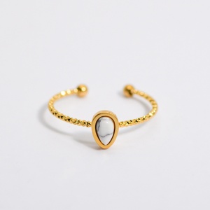 New Arrival Stackable Natural Gemstone <b>Rings</b> <b>Adjustable</b> Stainless Steel Water Drop Stone Malachite <b>Ring</b> for Women - Product Image 3