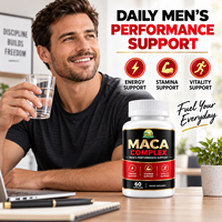 Capsules de Maca et de Ginseng Naturelles avec Formule Herbal Équilibrée pour la Gestion de l'Énergie Masculine Adulte et le Soutien de la Vitalité Physique