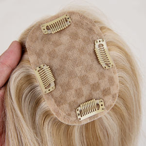 Topper de Cabello Humano Virgen Color Dorado Listo para Enviar, con Base de Seda y Clip, para Mujer, Color Balayage - Product Image 4