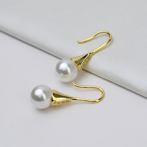 Wenchi S925 Plata, Accesorios DIY para Mujer, Bandeja en Forma de Media C, Perlas Personalizadas, Pendientes Colgantes de Moda, Bandeja Vacía, Modelo 15845 - Product Image 1