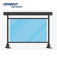 Aluminium monté sur le dessus du balcon extérieur, canal en U, verre trempé, balustrade sans cadre, matériel en verre Balustrades et mains courantes