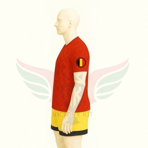 Conjunto de Camiseta y Pantalones Cortos de Fútbol Retro con Estampado Personalizado de Bélgica, Uniforme de Fútbol de Corte Holgado - Product Image 3