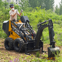 Derette 450 Mini Skid Steer Wheel Loader dengan Lampiran Penggali Backhoe Mesin Bensin 23HP EPA CE untuk Proyek Konstruksi.