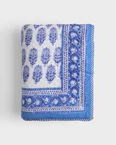 French Blue Cotton <b>Quilt</b> Hand Block Print Reversible Bedspread Soft All Season King Queen <b>Bedding</b> - Product Image 5