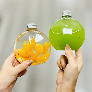 Botella de Plástico Redonda y Plana de 350 ml para Bebidas, Contenedor para Jugos con Tapa de Rosca - Product Image 3