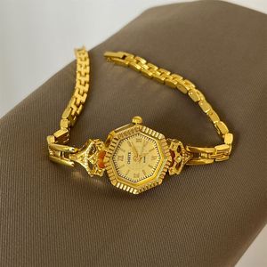 <span class=keywords><strong>Montre</strong></span> pour femme N&S plaquée or 18 carats, minimaliste, en alliage d'or délicat, luxe léger, mode étudiante - Product Image 3