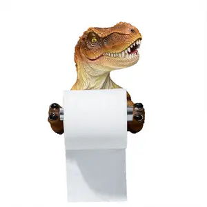 Dino Toilet Paper Roll Holder 3D Dinosaur Holding Roll of Toilet Paper Holder Rack Bathroom Wall Decor