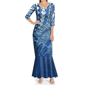 新着ポリネシアドレスサモア部族デザインVネックマキシフィッシュテールドレスエレガントなトランペットマーメイドイブニングプロムドレス - Product Image 3