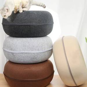 Grensoverschrijdende Groothandel Milieuvriendelijk Donut Vilt Kat Nest Alle Seizoenen Winter Warm Gesloten Kat Tunnel Schuilplaats Huis Verwijderbaar - Product Image 5