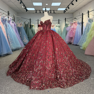 Dy6925 <b>Red</b> Princess Quinceanera Dresses Sparkly Applique Corset Vestido Festa 15 Anos Jancember - Product Image 6