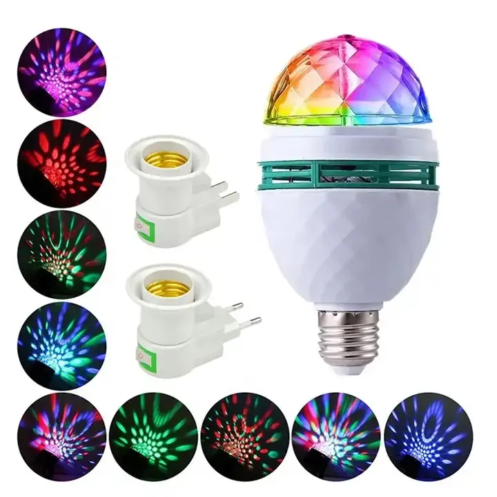 Ampoule de scène Disco 3W E27 LED Crystal Magic Ball Lamp Auto-rotative RGB Party Light For Party KTV