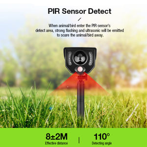 Goede kwaliteit milieuvriendelijke zonne-energie bewegingsgeactiveerde elektronische vogelafschrikmiddelen ultrasone vleermuisverjager batterijen - Product Image 2