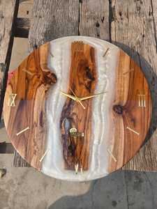 Premium Epoxy Resin Wooden Wall <b>Clock</b> – Handmade Decorative Wall <b>Clock</b> for Home & Hotel - Product Image 2