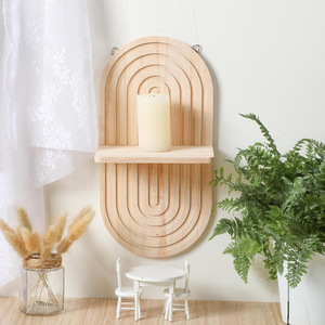 Wooden Oval <b>Wall</b> <b>Mounted</b> <b>Shelf</b> 2 Tier Decorative Storage For Home Office Display - Product Image 2