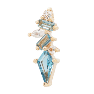 Extremos/Tops de Loto para <span class=keywords><strong>Piercing</strong></span> de Joyería Fina en Oro Amarillo Macizo Real de 9K, 14K y 18K con Topacio Azul, Moissanita y Diamante - Product Image 2