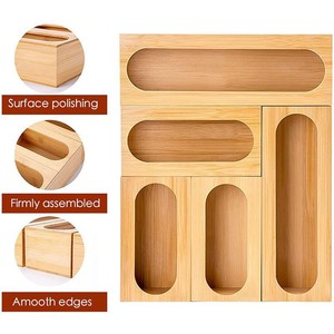 Bamboo Self Sealing Bag <b>Storage</b> <b>Box</b> Rectangular Drawer Organizer For <b>Kitchen</b> Food Containers With Compartments - Product Image 4