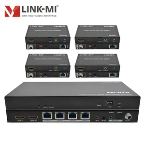 LINK-MI Splitter Extender HDMI2.0 4 Port, mendukung 60M dengan Audio Analog dan Digital, 4K @ 60Hz, POC 1X4 AV Splitter