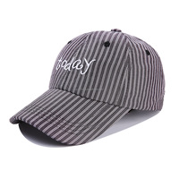 Topi Baseball Wanita Berkualitas Tinggi Motif Garis, Model Dad Hat dengan Ikat Belakang, 6 Panel, Pelindung Matahari untuk Luar Ruangan, Snapback