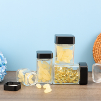 Bouteille de complément alimentaire en verre avec étiquette personnalisée, 30 ml, 60 ml, 90 ml, 110 ml, bouteille de pilules, capsule, avec large ouverture