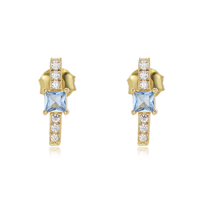 ROXI square Strip Ear <b>Studs</b> Zircon Paved 18K Gold Plated Sterling <b>Silver</b> <b>Stud</b> <b>Earrings</b> - Product Image 1
