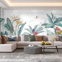 Papier peint mural botanique tropical imprimé numérique 3D, peint à la main, imperméable, écologique, pour chambre à coucher