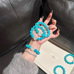 <span class=keywords><strong>Bracciale</strong></span> blu Amazonite <span class=keywords><strong>Tiffany</strong></span> ispirato all'era glaciale-pietra portafortuna con perline, monofilo, Design minimalista da donna - Product Image 2