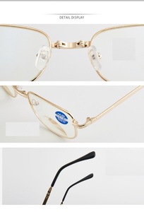 <span class=keywords><strong>Lunettes</strong></span> de Lecture Pliantes Haute Qualité Double Lumière Anti Lumière Bleue Hommes Femmes Monture Métallique en Gros - Product Image 5