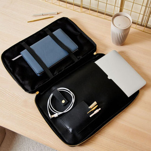 Mịn Pebble Vegan da du lịch máy tính xách tay tay áo 15 "Cáp công nghệ máy tính xách tay danh mục đầu tư máy tính xách tay túi cho <span class=keywords><strong>iPad</strong></span> - Product Image 4