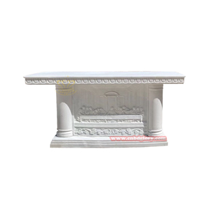 Mesa de Altar de Catedral Cristiana en Oferta, Escultura de Mármol con Relieve de la Última Cena - Product Image 4