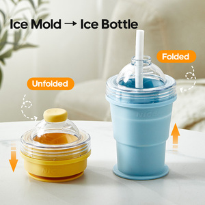 Botella Enfriadora 2en1 Hacedor Bolas Hielo Moldes Cubitos Hielo para Bebidas Frías Americano con Tapa Pajita Portacordón - Product Image 2