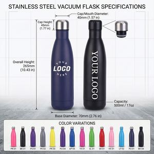 Wholesale Custom Logo 500ml 17oz Double Wall Stainless Steel Vacuum <b>Flask</b> Insulated Sports Cola Shape Water Bottle - Product Image 2