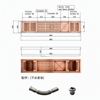Comptoir et rainure de bar en acier inoxydable SUS304 sur mesure, couleur or rose, livrés avec un kit de drainage complet.