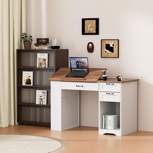 Mesa de Dibujo Ajustable SENYU con Gabinete de Almacenamiento, Cajones y 3 Estantes Abiertos, Escritorio Blanco para Arte, Manualidades y Pintura para Oficina en Casa - Product Image 2