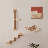 Grand Arbre à Chat de Luxe au Style Épuré, Étagères pour Chats en Bois, Maison de Jeu pour Animaux avec Griffoirs Muraux, Marches et Jouets Interactifs pour Animaux