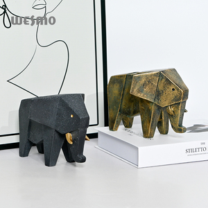 Living Room Desktop Ornaments Modern Sculpture Geometric Animal Statue Resin Handcrafts Black <strong>Elephant</strong> <strong>Decoration</strong> - Product Image 4