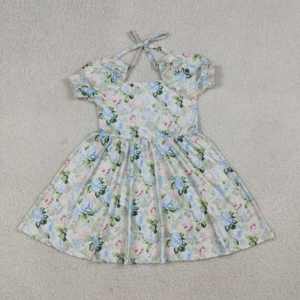 GBO0502 Conjunto de Ropa para Niña Pequeña Personalizado Sin Pedido Mínimo, Morado con Bordado Floral de Pato y Lazos, Pantalones Cortos sin Mangas, Venta al Por Mayor - Product Image 5