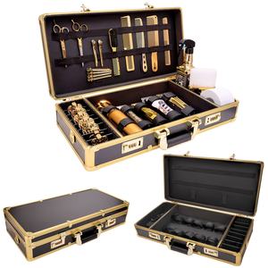 Valise de coiffeur de luxe de haute qualité, dédiée aux salons, en aluminium doré, avec serrure, pour ranger les outils de barbier - Product Image 1