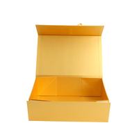 Boîte cadeau magnétique pliable rectangulaire dorée avec ruban en satin et nœud, logo personnalisé, emballage de luxe haut de gamme