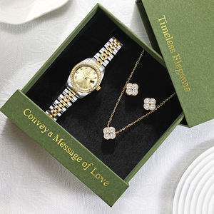 Luxury <strong>Fashion</strong> Women <strong>Watch</strong> Jewelry Gift <strong>Set</strong> Elegant Stainless Steel Quartz Wristwatch Acrylic Necklace Bracelet <strong>Set</strong> Business - Product Image 2